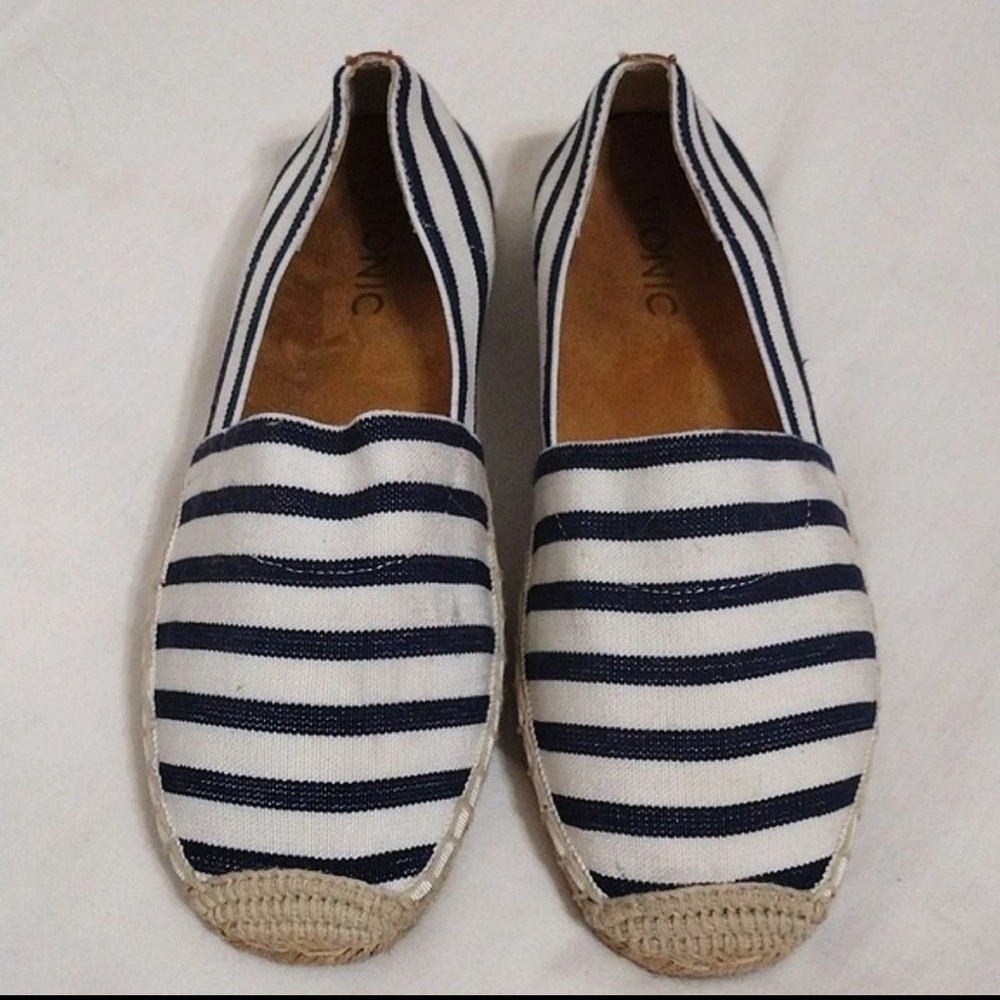 Vionic Navy and White Striped Flats - Picture 5 of 8